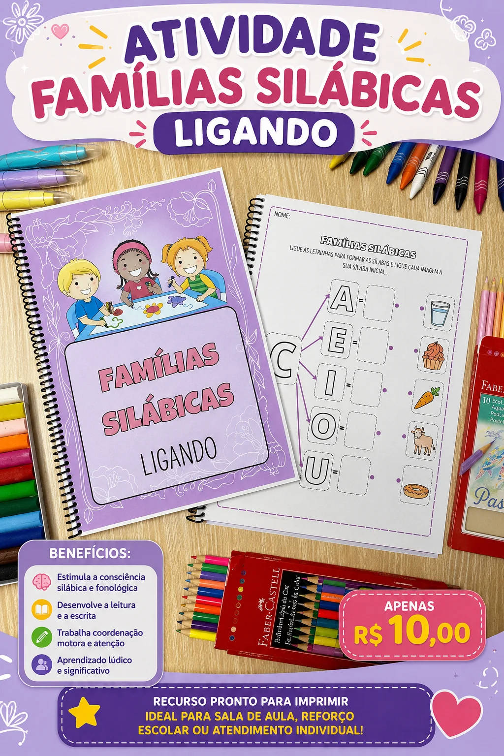 ATIVIDADE DE ALFABETIZAÇÃO LIGANDO AS FAMILIAS SILÁBICAS — Alfabetização para Educação Infantil: Na proposta a criança…