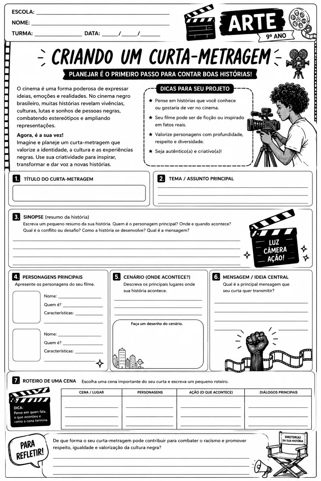 Atividade de Arte 9ºAno Cinema Negro Brasileiro e Produção Audiovisual — Português para Fundamental II (6º–9º): 3…