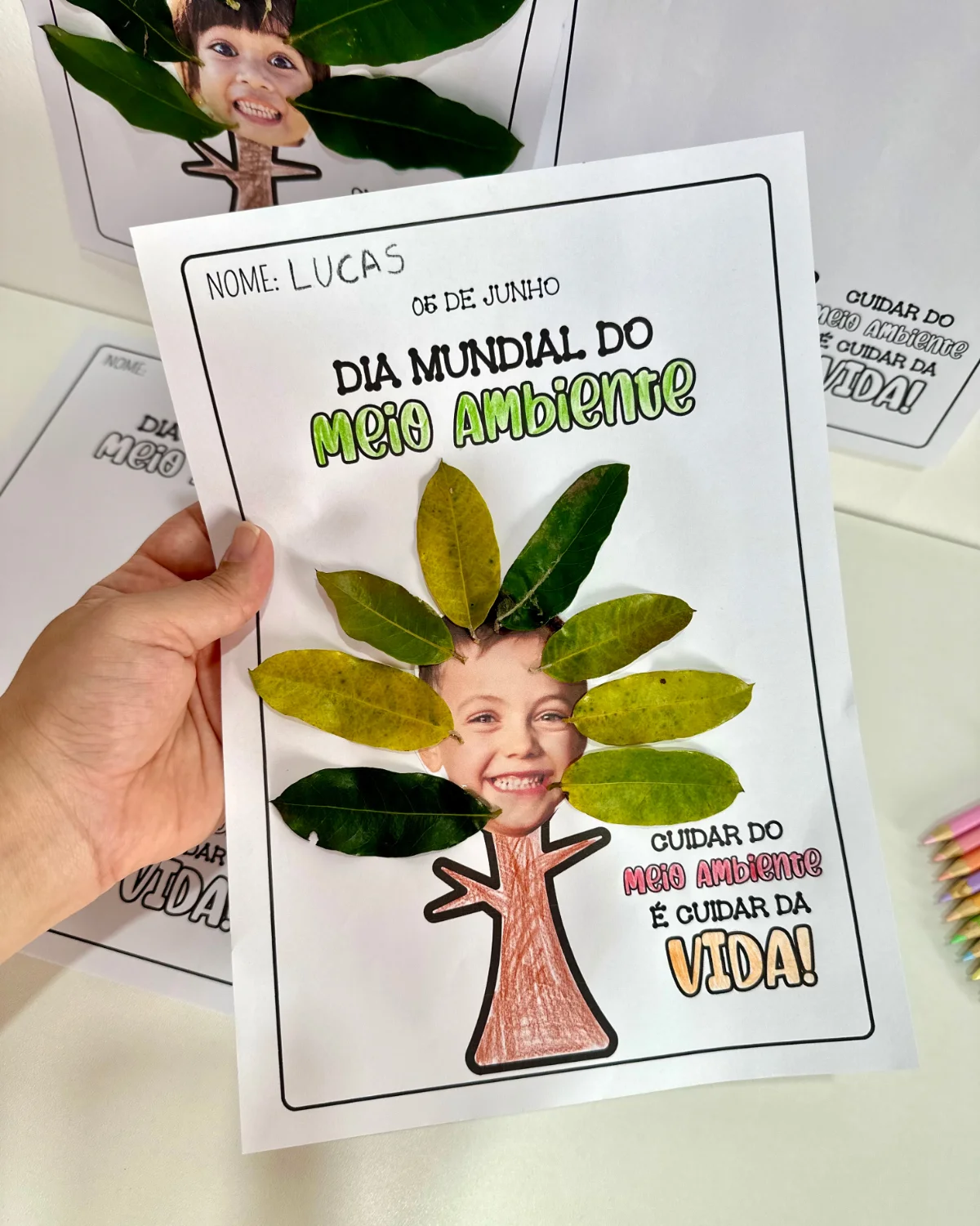 Atividade de artes com elementos da natureza — Alfabetização para Educação Infantil: Celebrar o Dia Mundial do Meio…