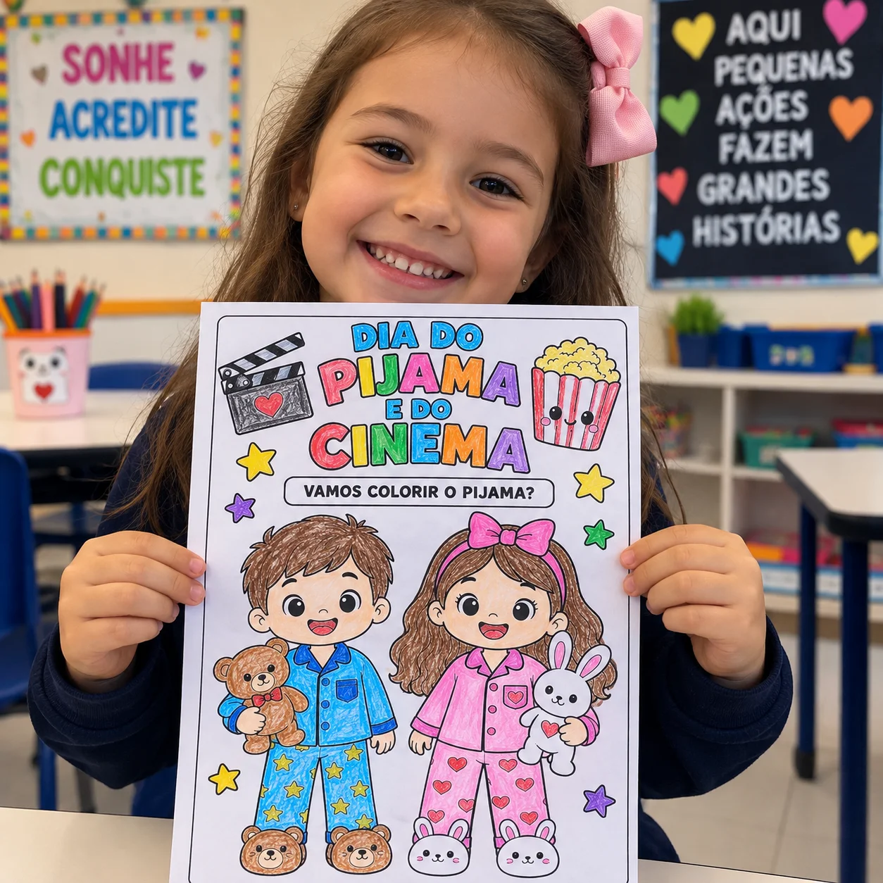 Atividade de artes dia do Pijama, dia do cinema — capa do material