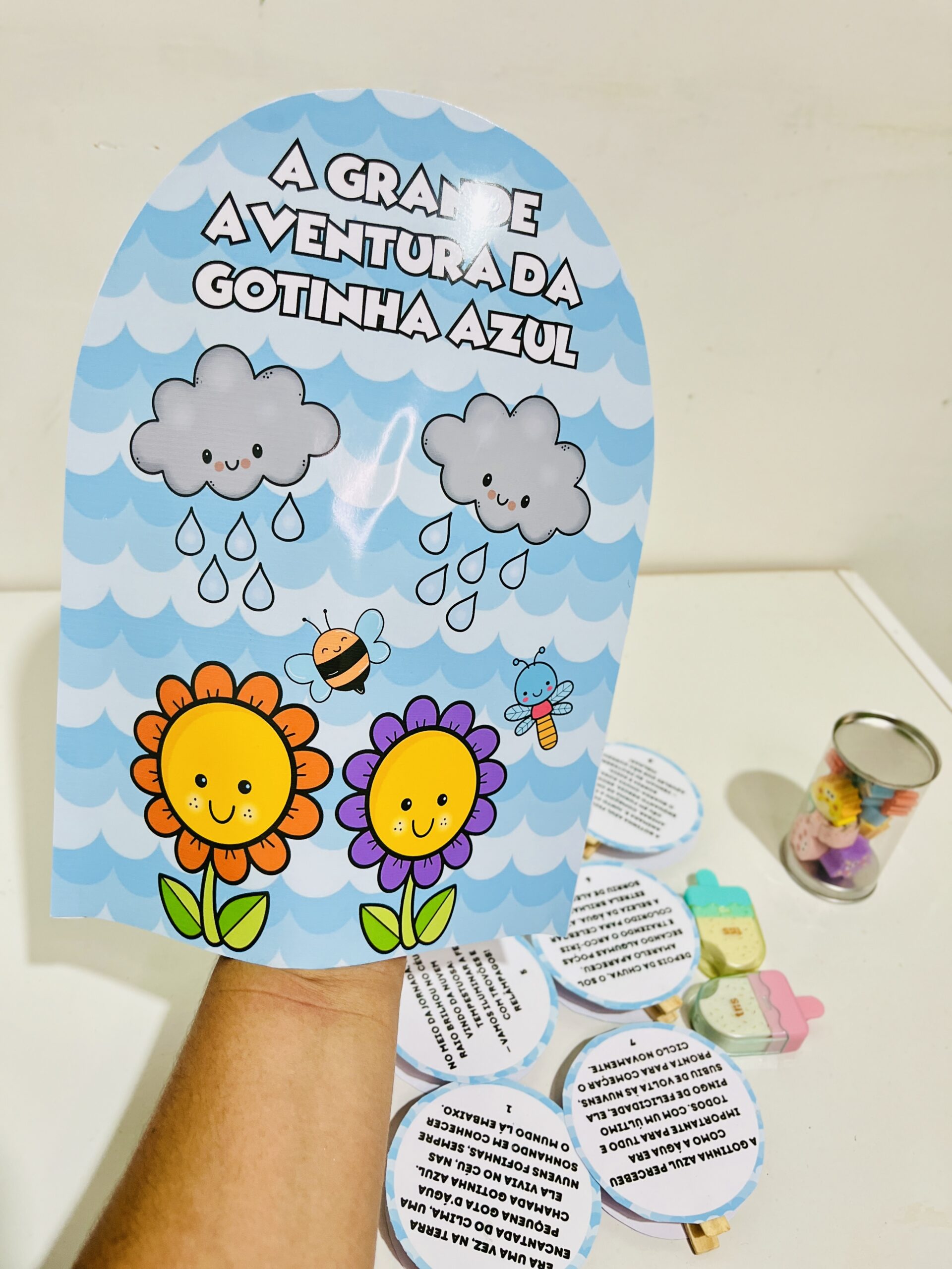 Atividade de ciclo da água para imprimir: história na luva — amostra 3: O que o PDF apresenta