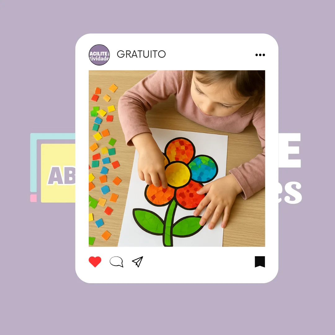 Atividade de colagem primavera — amostra 1: Atividade da primavera ✅Cole quadradinhos de papel picado ✅Papel crepom…
