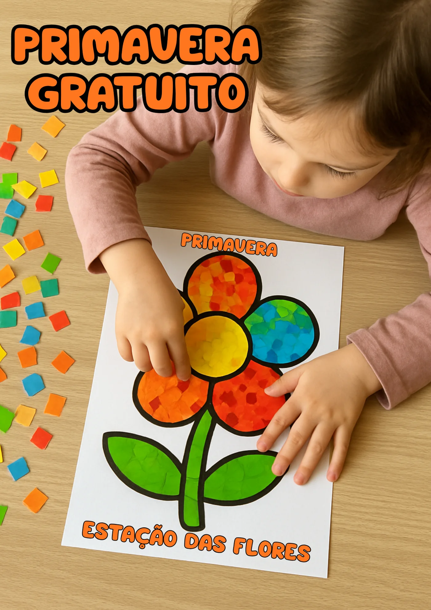 Atividade de colagem primavera — Atividades para Todas as séries: Atividade da primavera ✅Cole quadradinhos de papel picado…