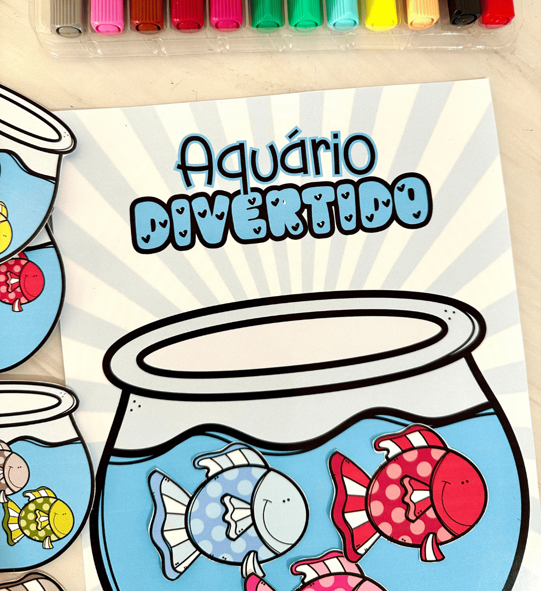 Atividade de contagem com peixinhos: Aquário Divertido — amostra 5: Trabalhe números e quantidades com fichas de peixinhos…
