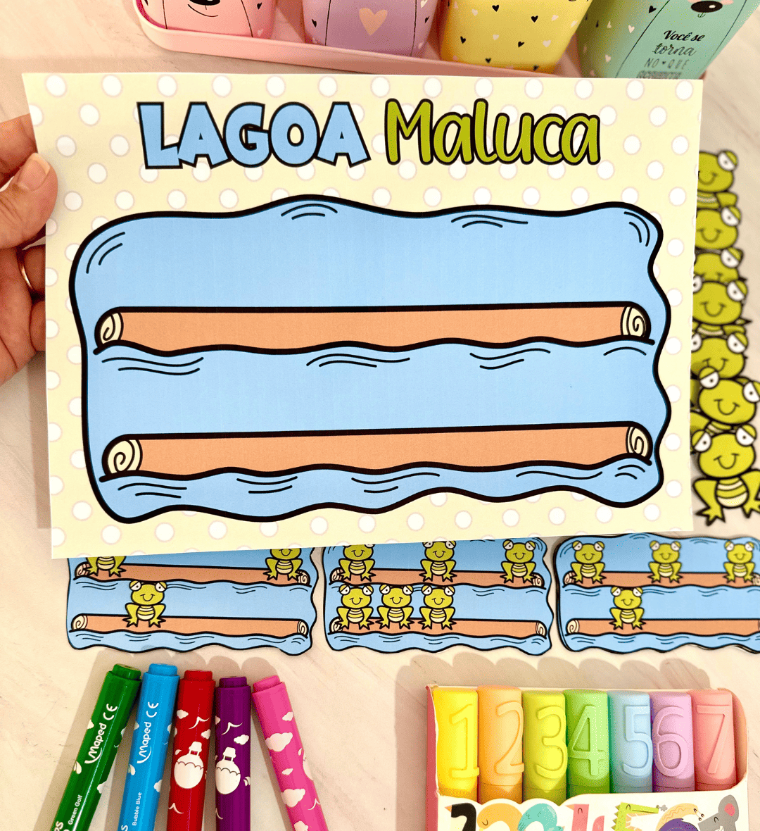 Atividade de contagem Lagoa Maluca para Educação Especial — amostra 1: Contagem com sapinhos na Educação Especial