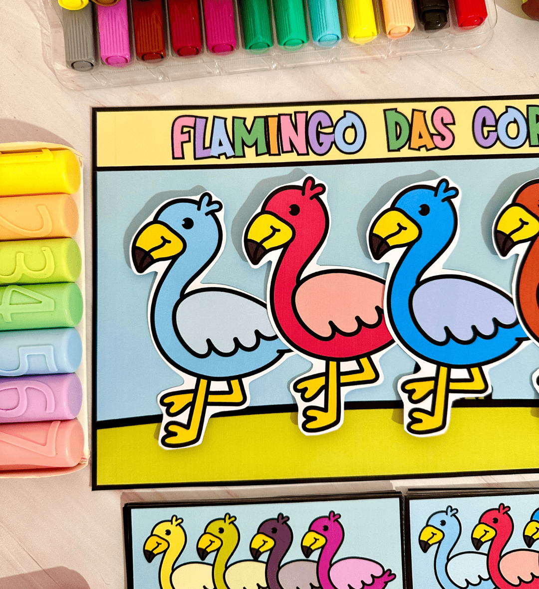 Atividade de cores: Flamingo das Cores em PDF — amostra 3: Objetivos pedagógicos