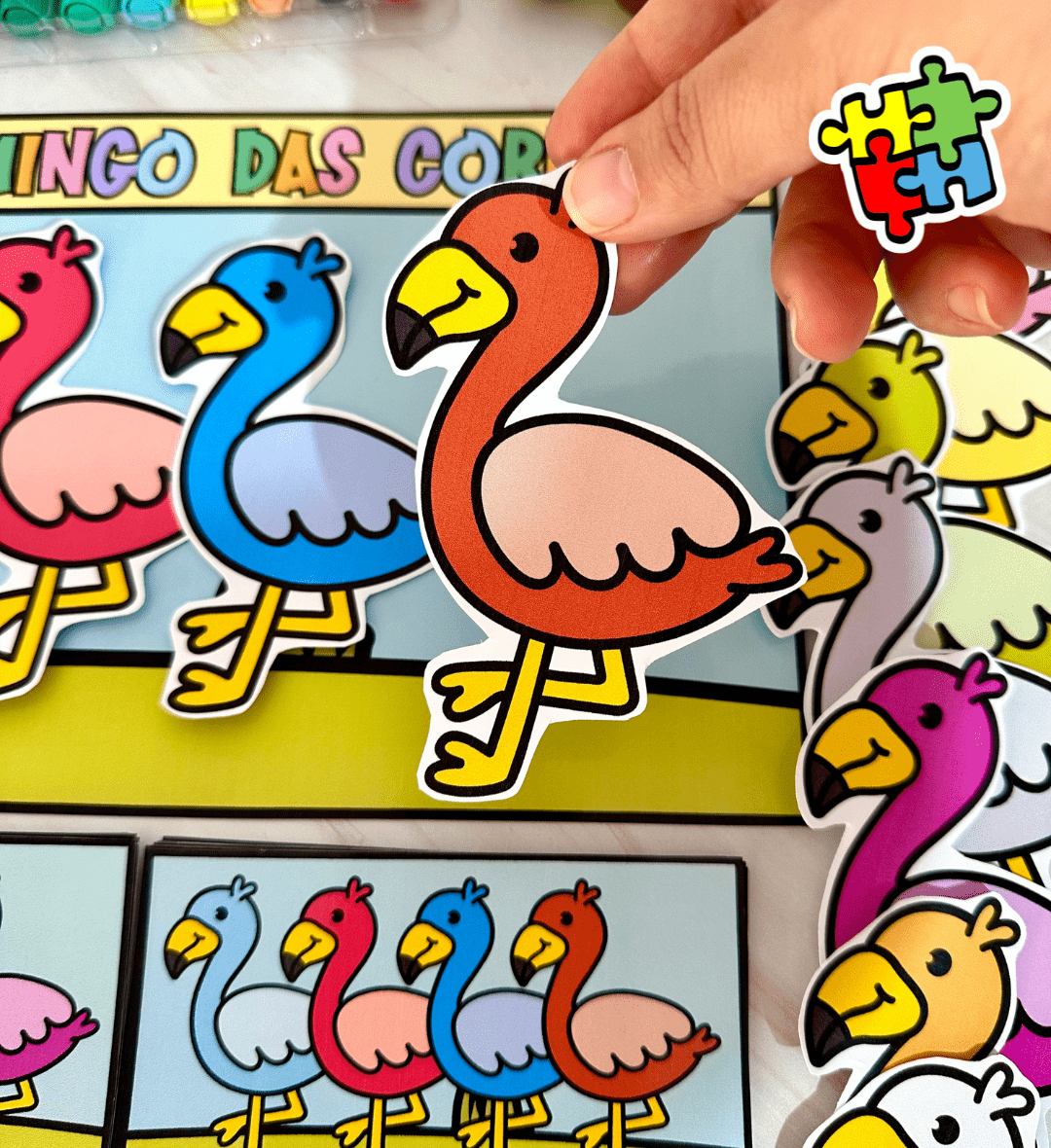 Atividade de cores: Flamingo das Cores em PDF — capa do material