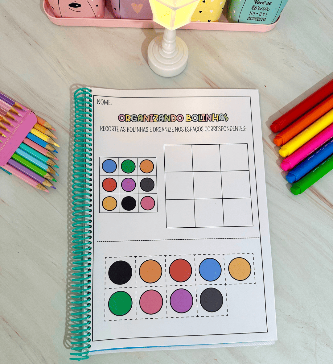 Atividade de cores: Organizando Bolinhas em PDF — amostra 1: Atividade de cores para organizar, observar e aprender