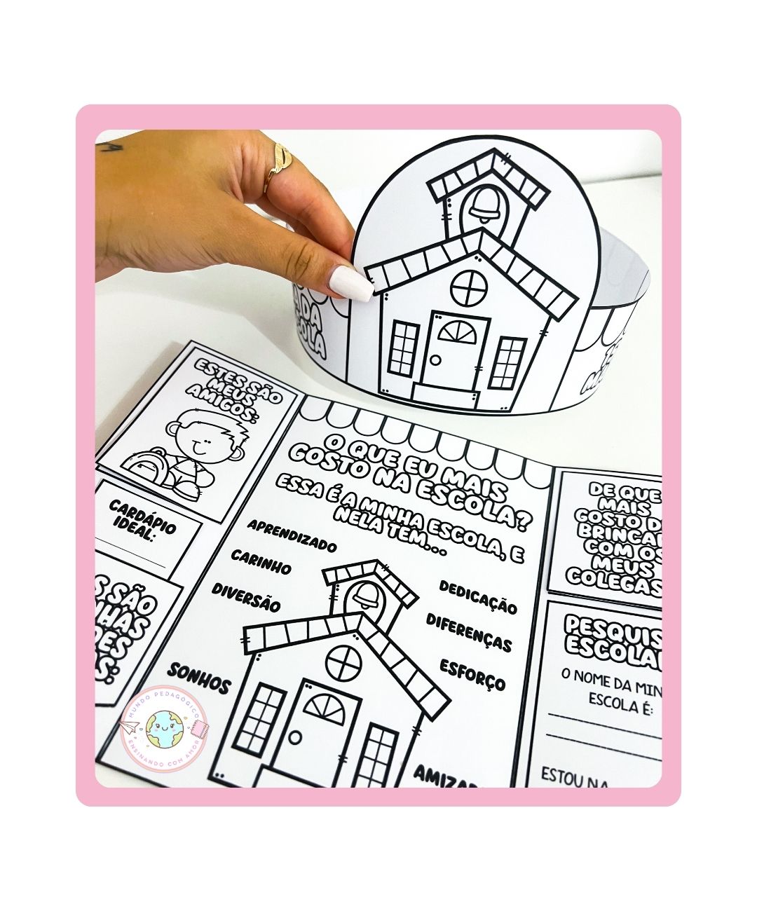 Atividade de Dia da Escola para imprimir: lapbook e coroa — Datas comemorativas para Todas as séries: Leve o Dia da Escola…