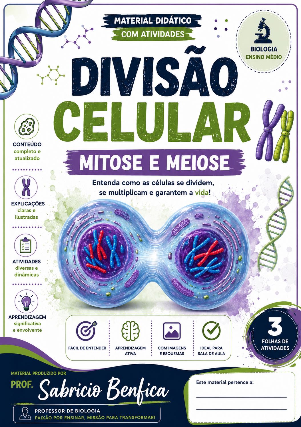 Atividade de Divisão Celular com Mitose e Meiose — capa do material