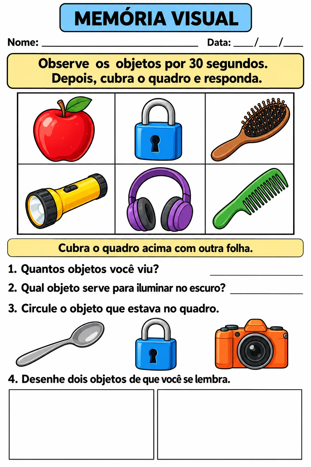 ATIVIDADE DE ESTIMULAÇÃO DE MEMÓRIA VISUAL- neuropsicopedagógico — amostra 4: Como utilizar a apostila?