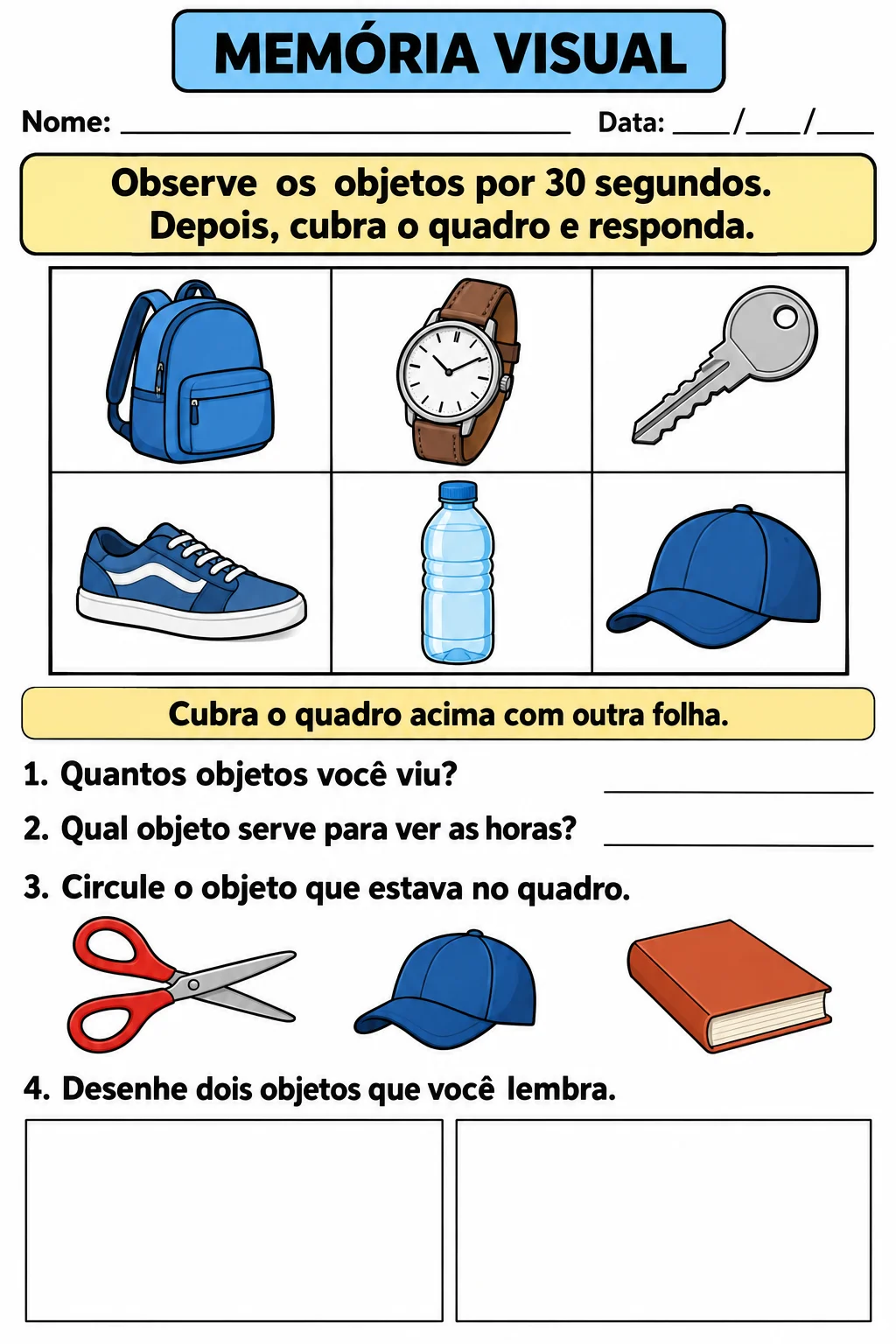 ATIVIDADE DE ESTIMULAÇÃO DE MEMÓRIA VISUAL- neuropsicopedagógico — amostra 7: Apostila de Memória e Estimulação Cognitiva…