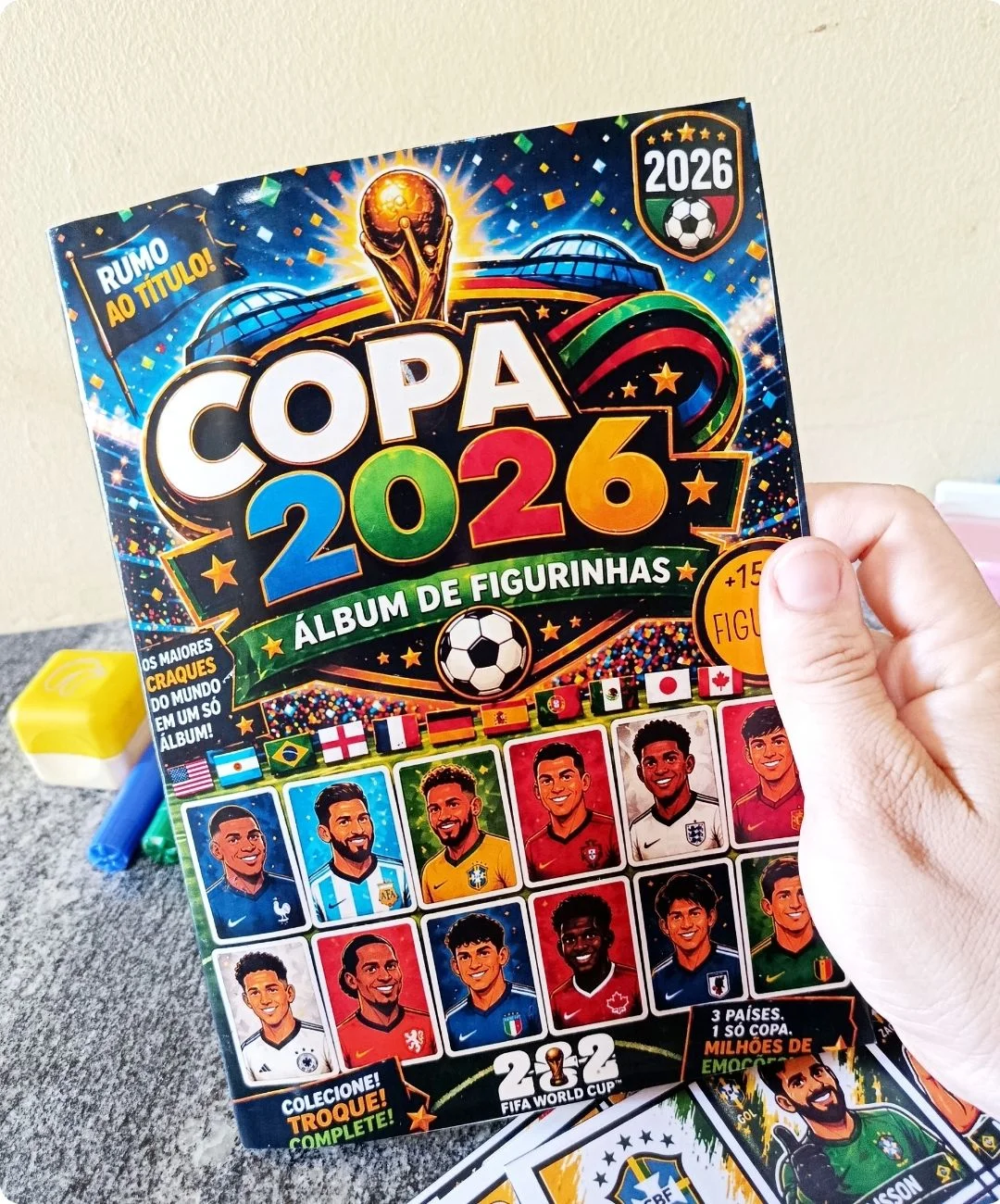 Atividade de futebol da Copa 2026 para imprimir — amostra 5: Leve a coleção de figurinhas para a sala com um PDF da Copa 2026