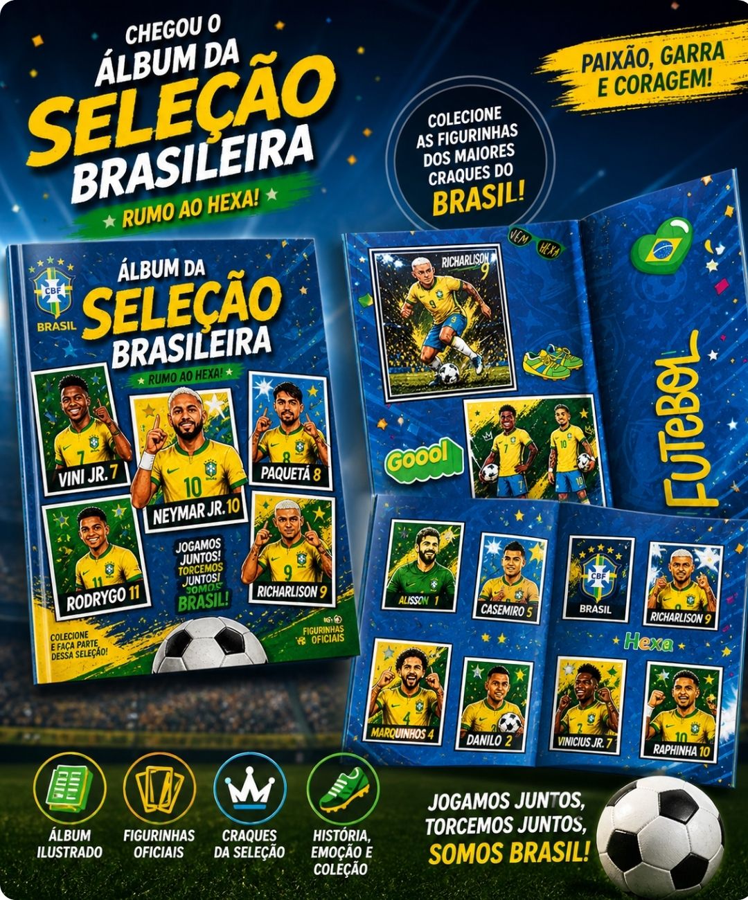 Atividade de futebol para imprimir: álbum da seleção brasileira — amostra 4: Para quais situações é indicado