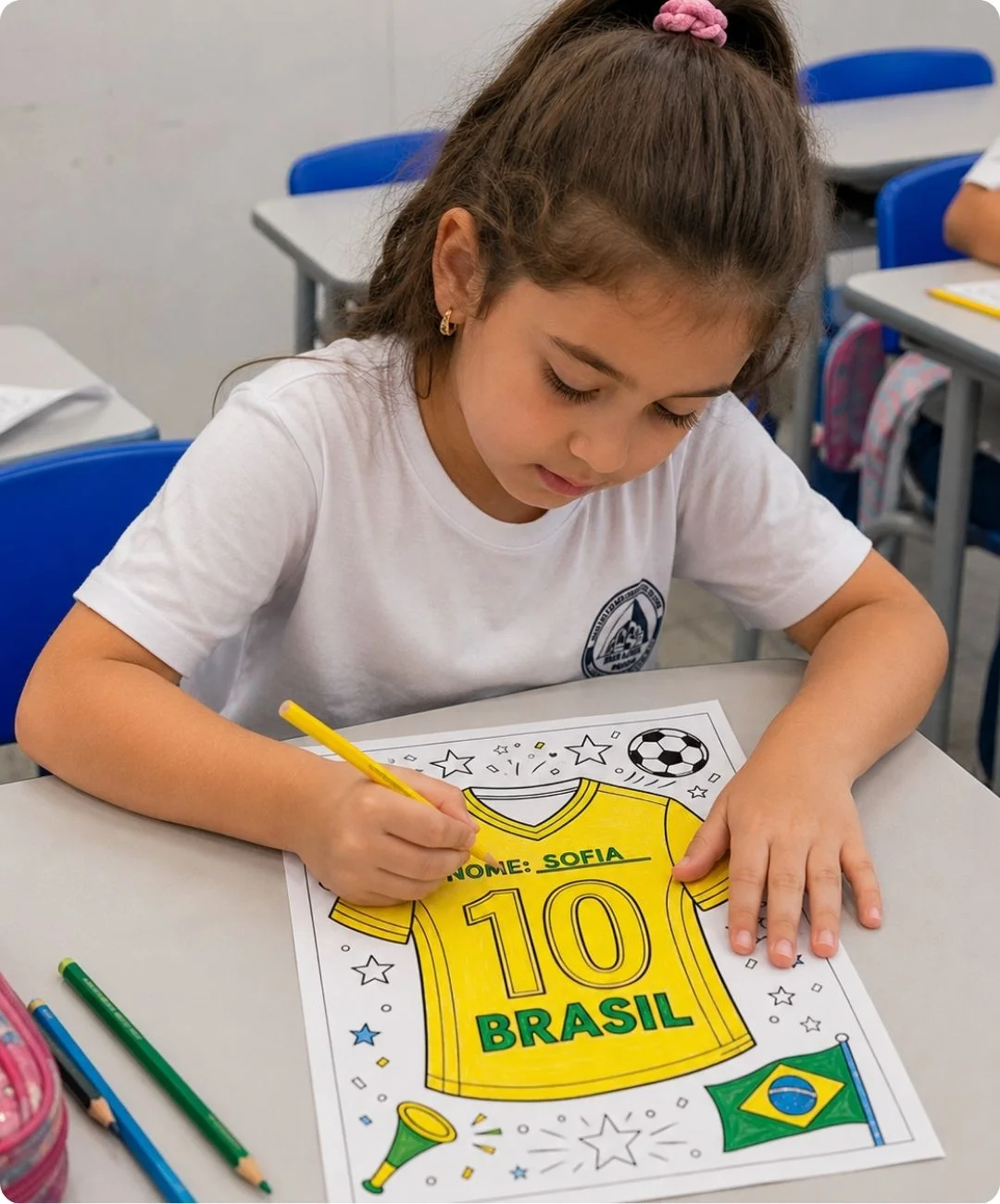 Atividade de futebol para imprimir – Infantil e 1º ao 5º ano — amostra 1: Uma camiseta para cada criança criar