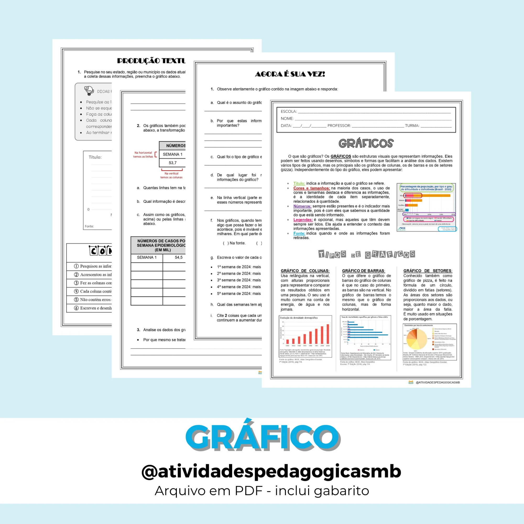 Atividade de Gráficos e Tabelas - ESTATÍSTICA (PDF) — Matemática para 4º ano: Atividade de Matemática sobre gráficos e…