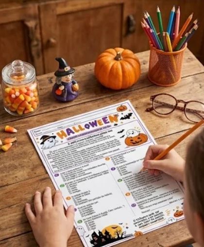 Atividade de Halloween para o 5º Ano em pdf — amostra 1: 🎃 Atividade de Halloween – Língua Portuguesa – 5º Ano