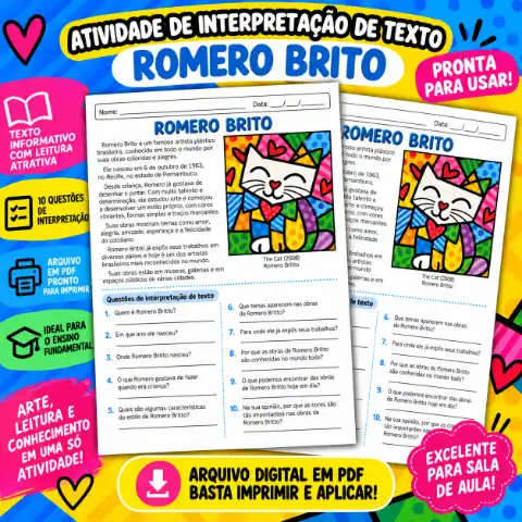 Atividade de Interpretação de Texto – Romero Britto — capa do material