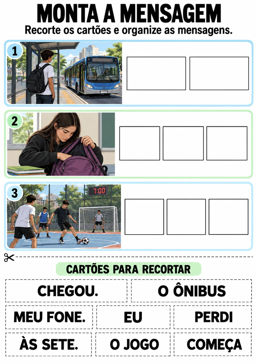 Atividade de Leitura e Escrita de Frases para Recomposição do 6° ano — amostra 1: LEITURA E ESCRITA DE FRASES PARA QUEM…