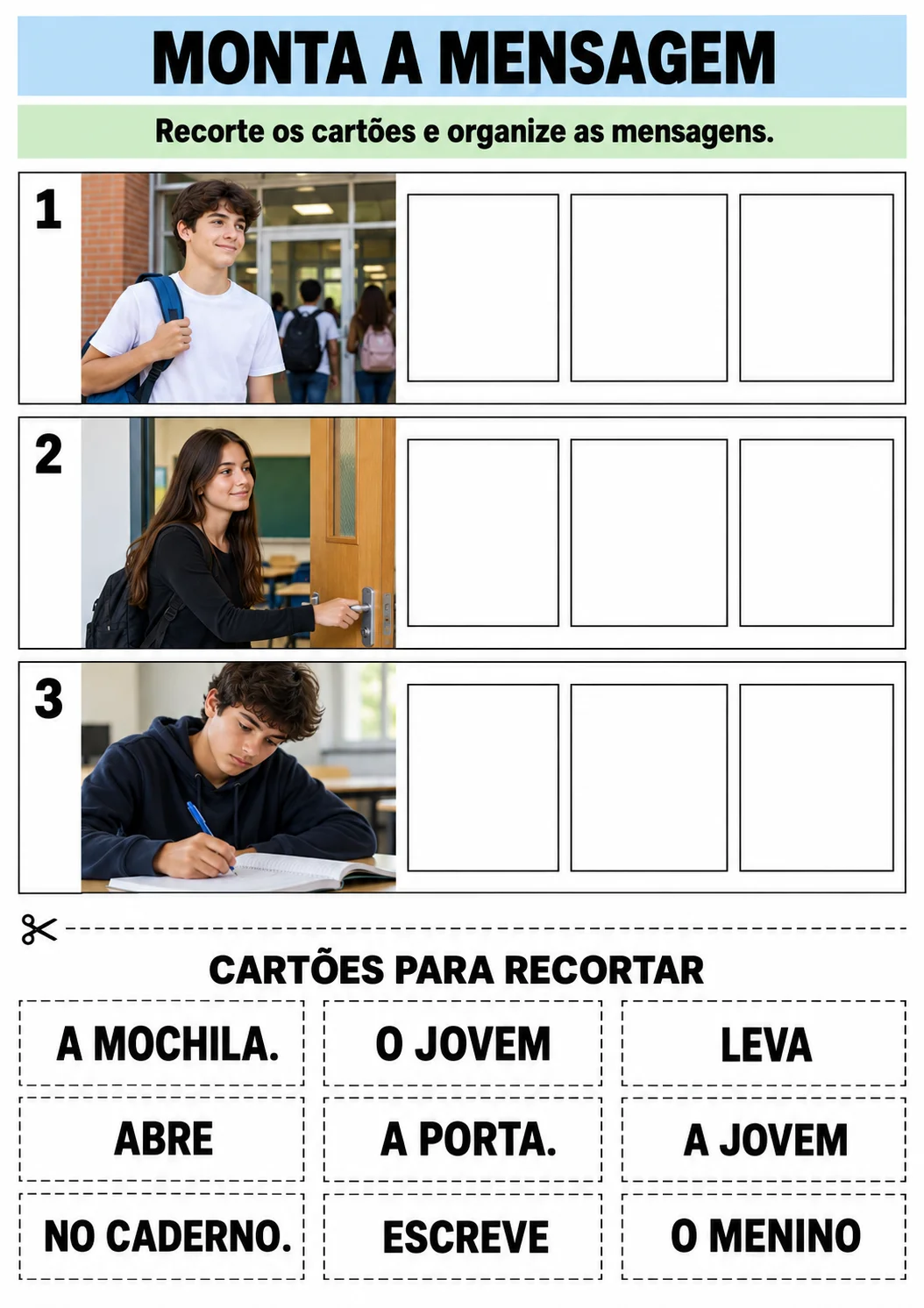 Atividade de Leitura e Escrita de Frases para Recomposição do 6° ano — amostra 2: PARA QUEM É INDICADO
