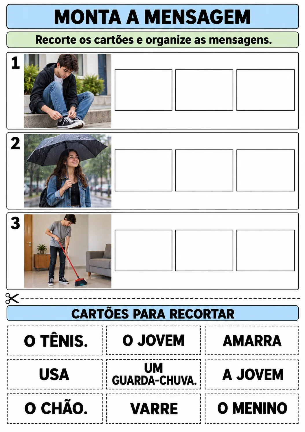 Atividade de Leitura e Escrita de Frases para Recomposição do 6° ano — amostra 4: COMO UTILIZAR