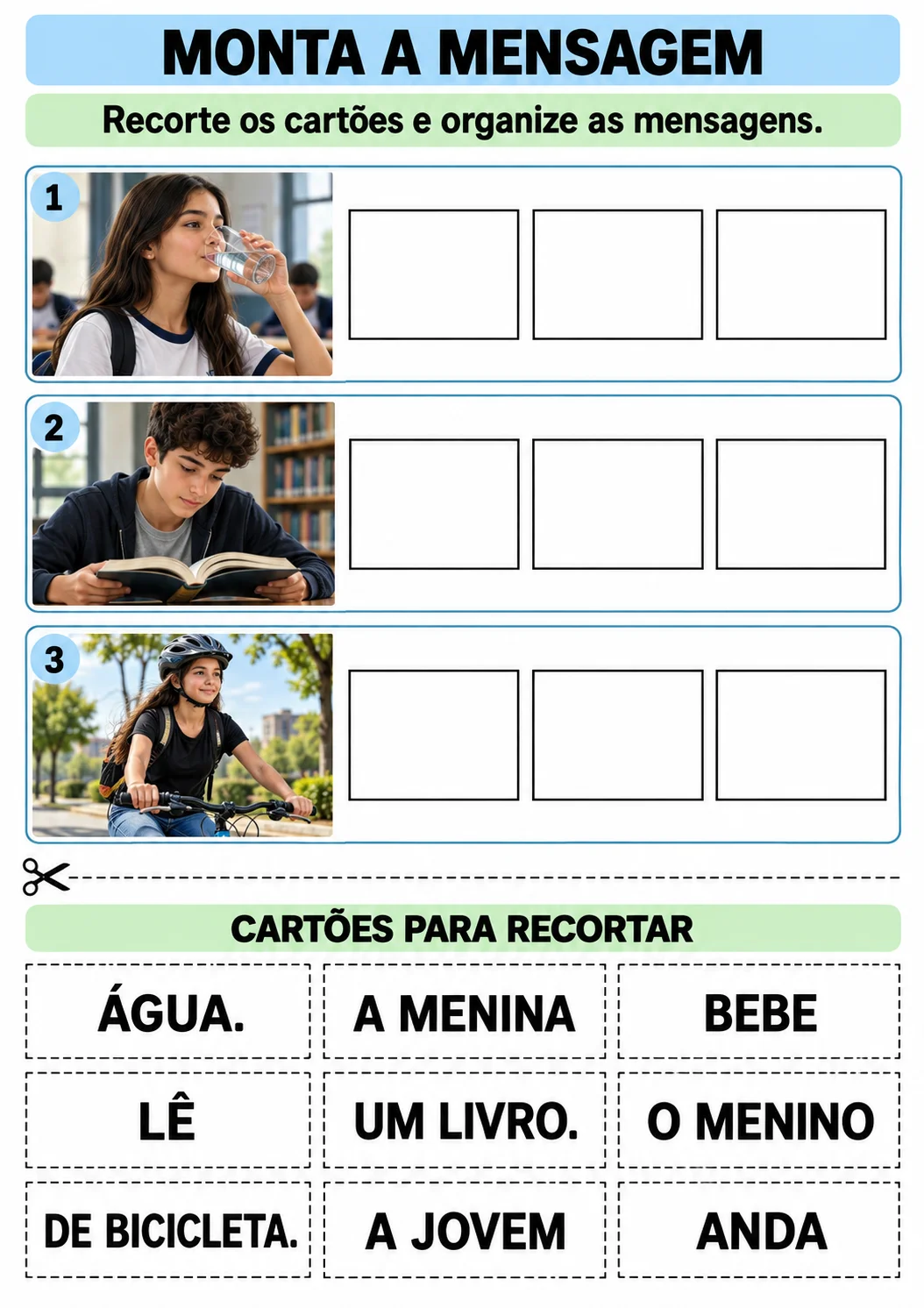 Atividade de Leitura e Escrita de Frases para Recomposição do 6° ano — amostra 6: Seu aluno precisa de apoio para ler e…