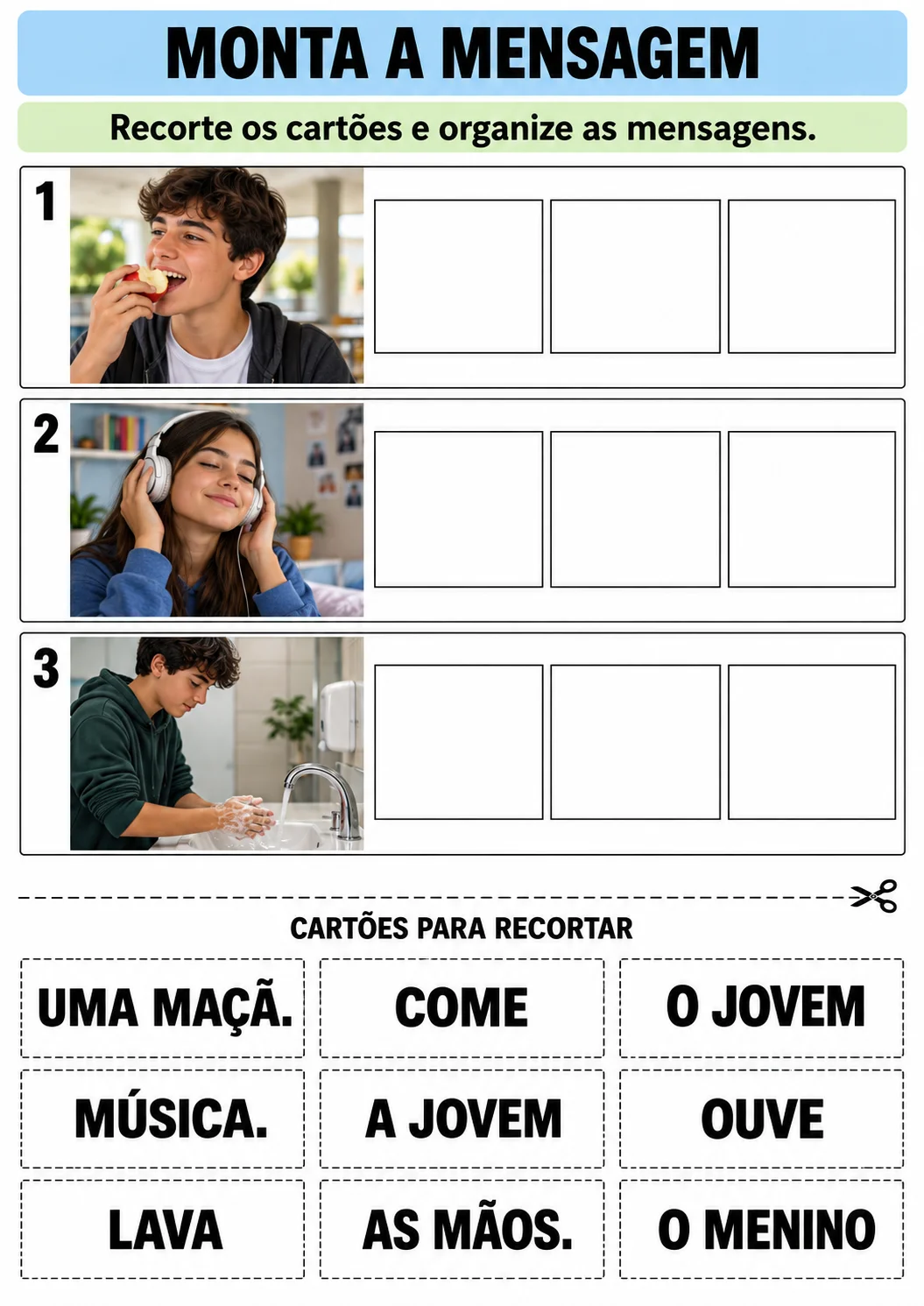 Atividade de Leitura e Escrita de Frases para Recomposição do 6° ano — amostra 7: Seu aluno precisa de apoio para ler e…
