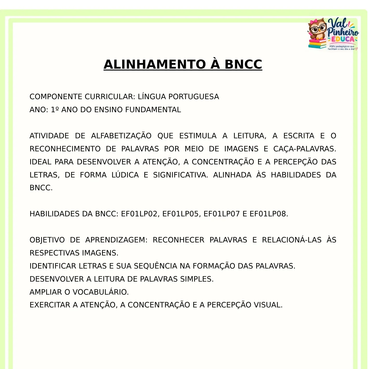ATIVIDADE DE LINGUA PORTUGUESA - CAÇA-PALAVRAS - 1º ANO — amostra 2: Detetives das Palavras – Atividade de Alfabetização