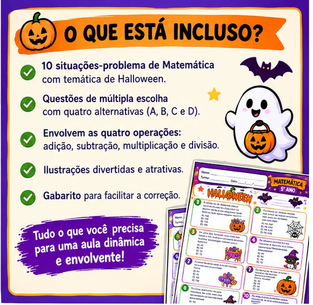 Atividade de Matemática de Halloween – com Gabarito — amostra 2: Transforme a aula de Matemática em uma experiência…