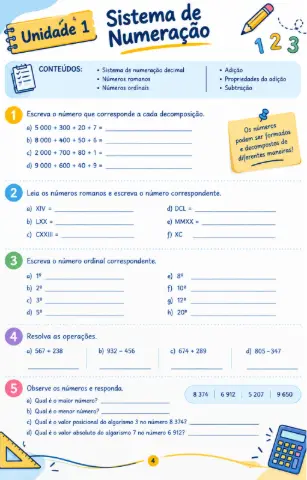 ATIVIDADE DE MATEMÁTICA DE SISTEMA DE NUMERAÇÃO — capa do material