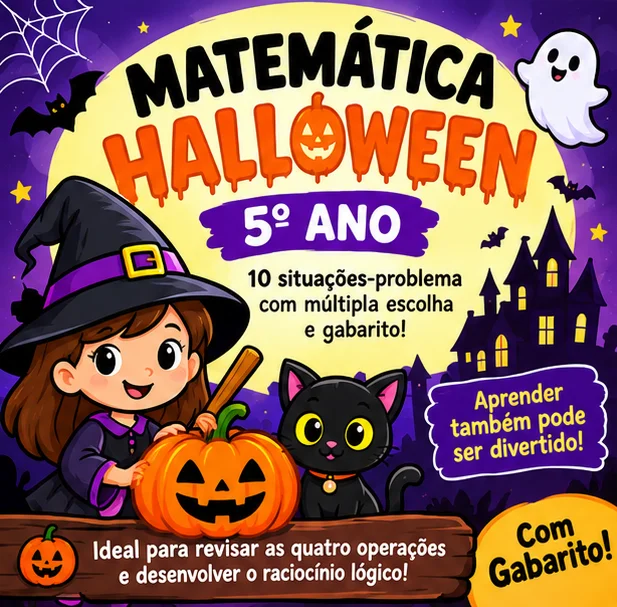 Atividade de Matemática Halloween 5º Ano - Problema com Gabarito — capa do material