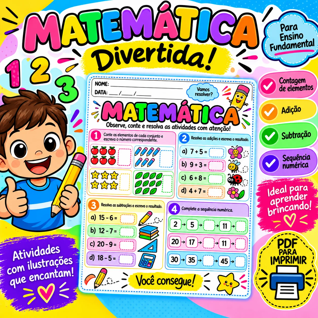 Atividade de Matemática para Ensino Fundamental — capa do material