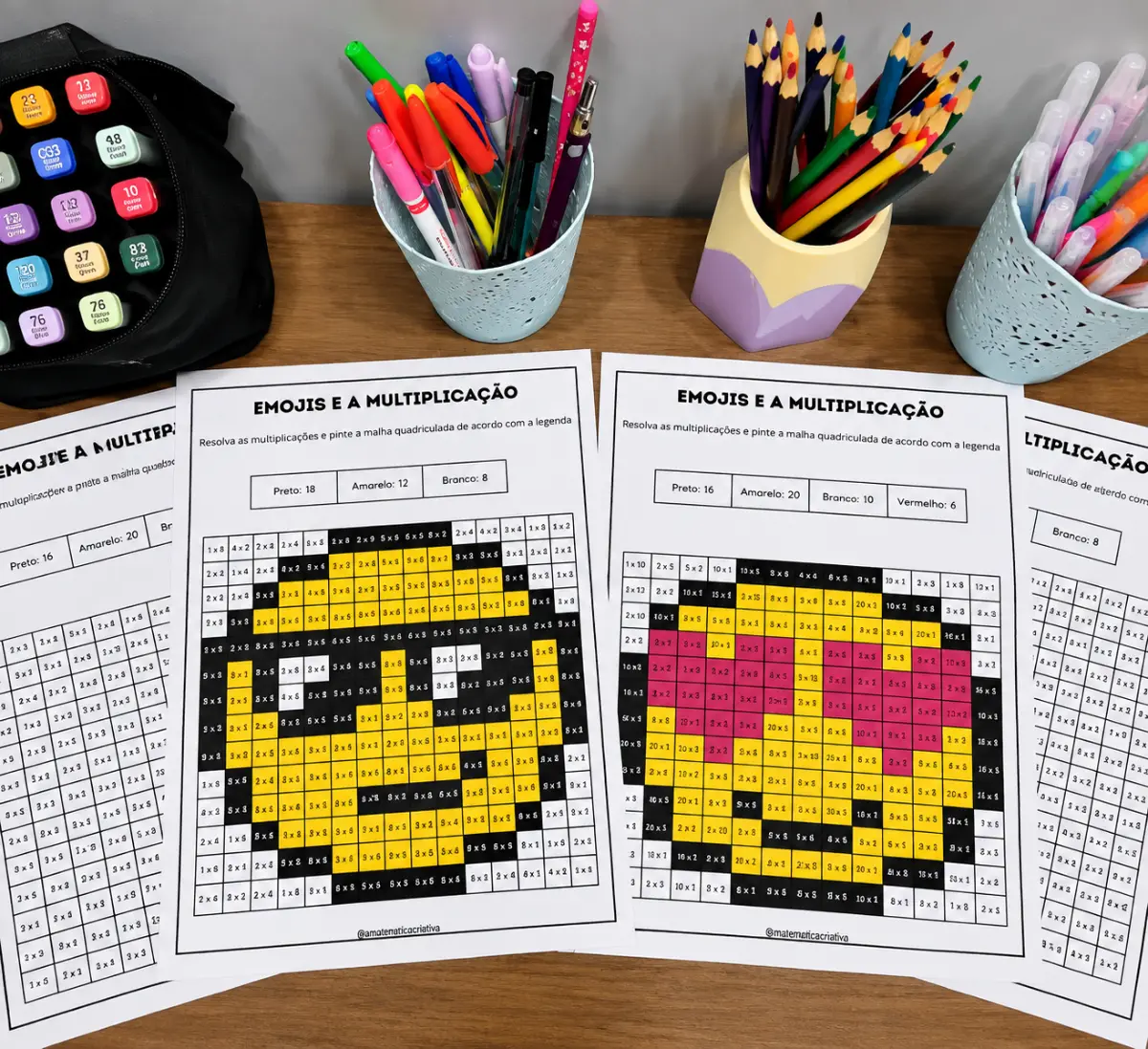 Atividade de Multiplicação e Tabuada – Emojis — amostra 2: Pratique a tabuada com uma atividade visual: resolva as…