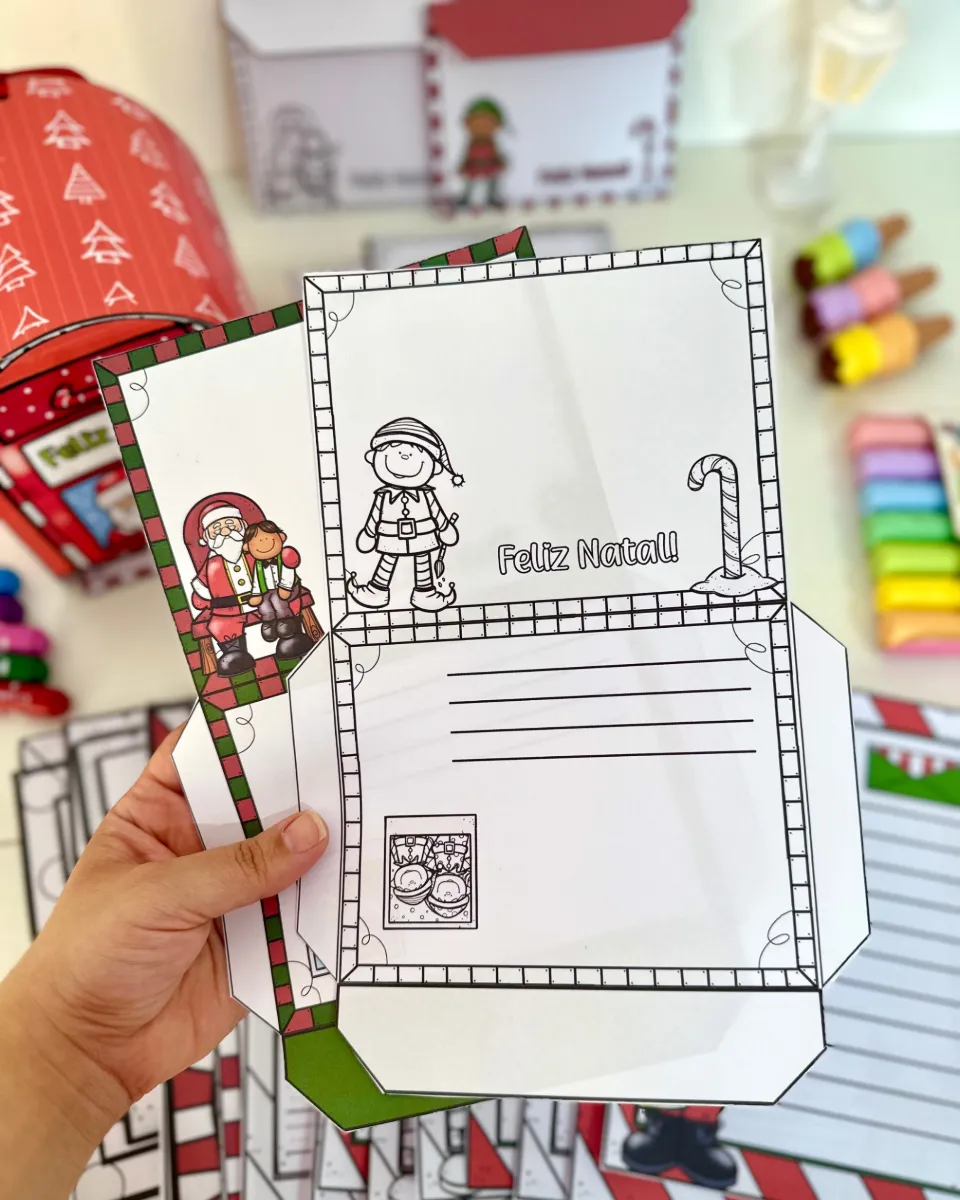 Atividade de Natal para Educação Infantil: Cartas e Envelopes em PDF — amostra 1: Kit de cartinhas de Natal em PDF, com…