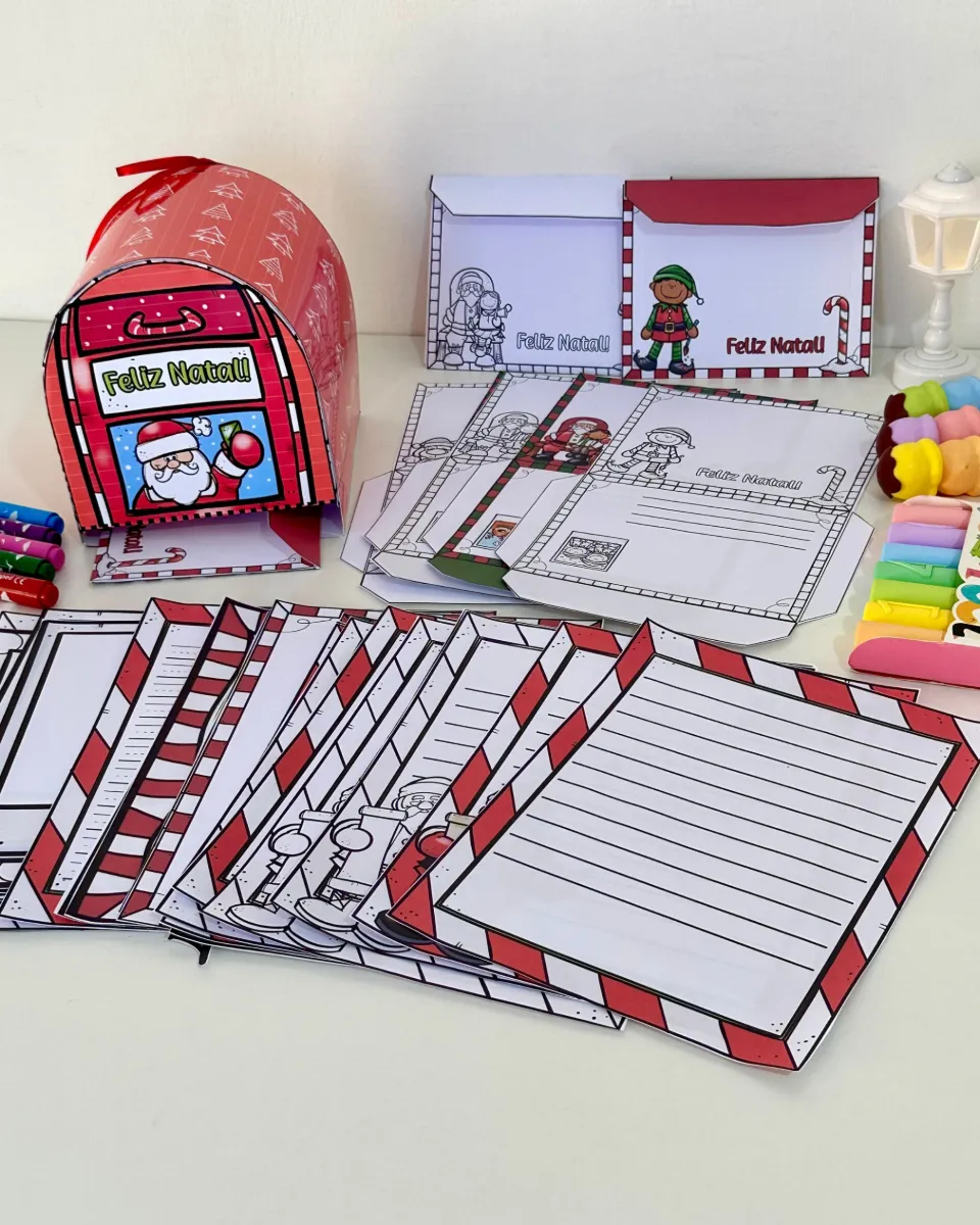 Atividade de Natal para Educação Infantil: Cartas e Envelopes em PDF — amostra 5: Kit de cartinhas de Natal em PDF, com…