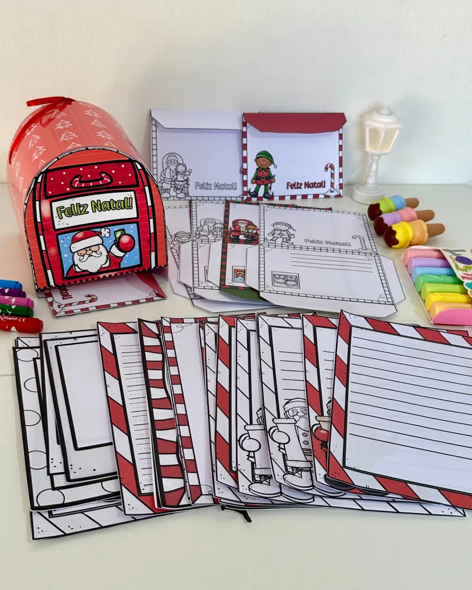 Atividade de Natal para Educação Infantil: Cartas e Envelopes em PDF — amostra 6: Kit de cartinhas de Natal em PDF, com…