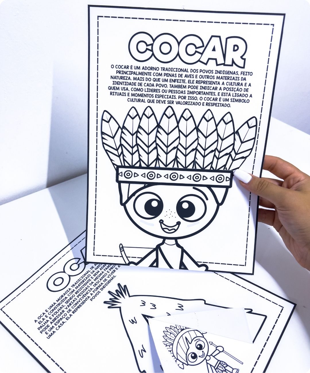 Atividade de oca e cocar para imprimir — amostra 2: Como organizar a aplicação em sala