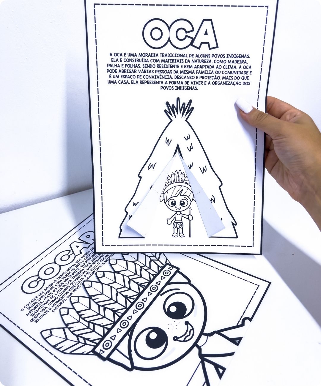 Atividade de oca e cocar para imprimir — amostra 3: O que compõe o material