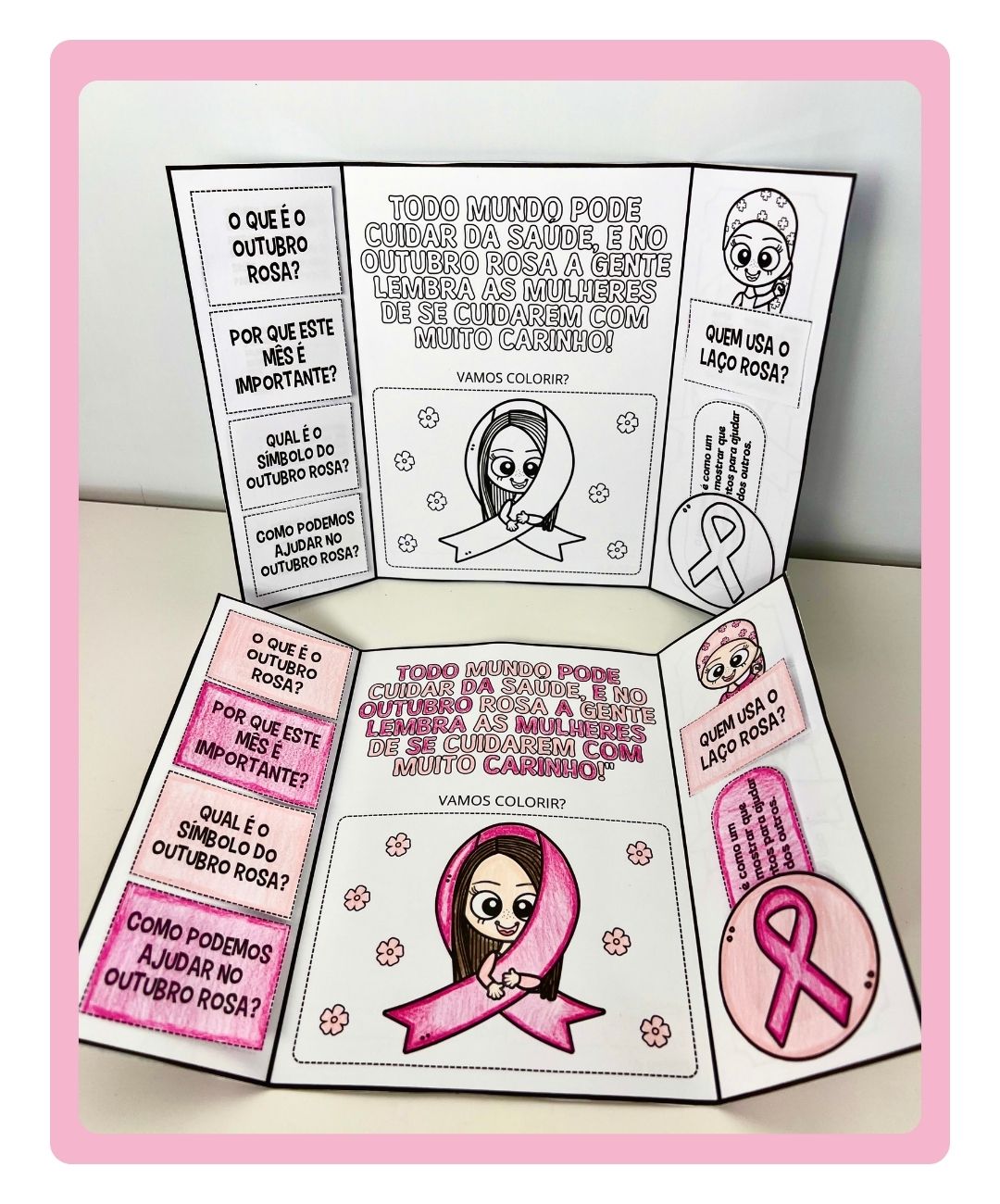 Atividade de Outubro Rosa para imprimir — amostra 2: Como aplicar a atividade em sala
