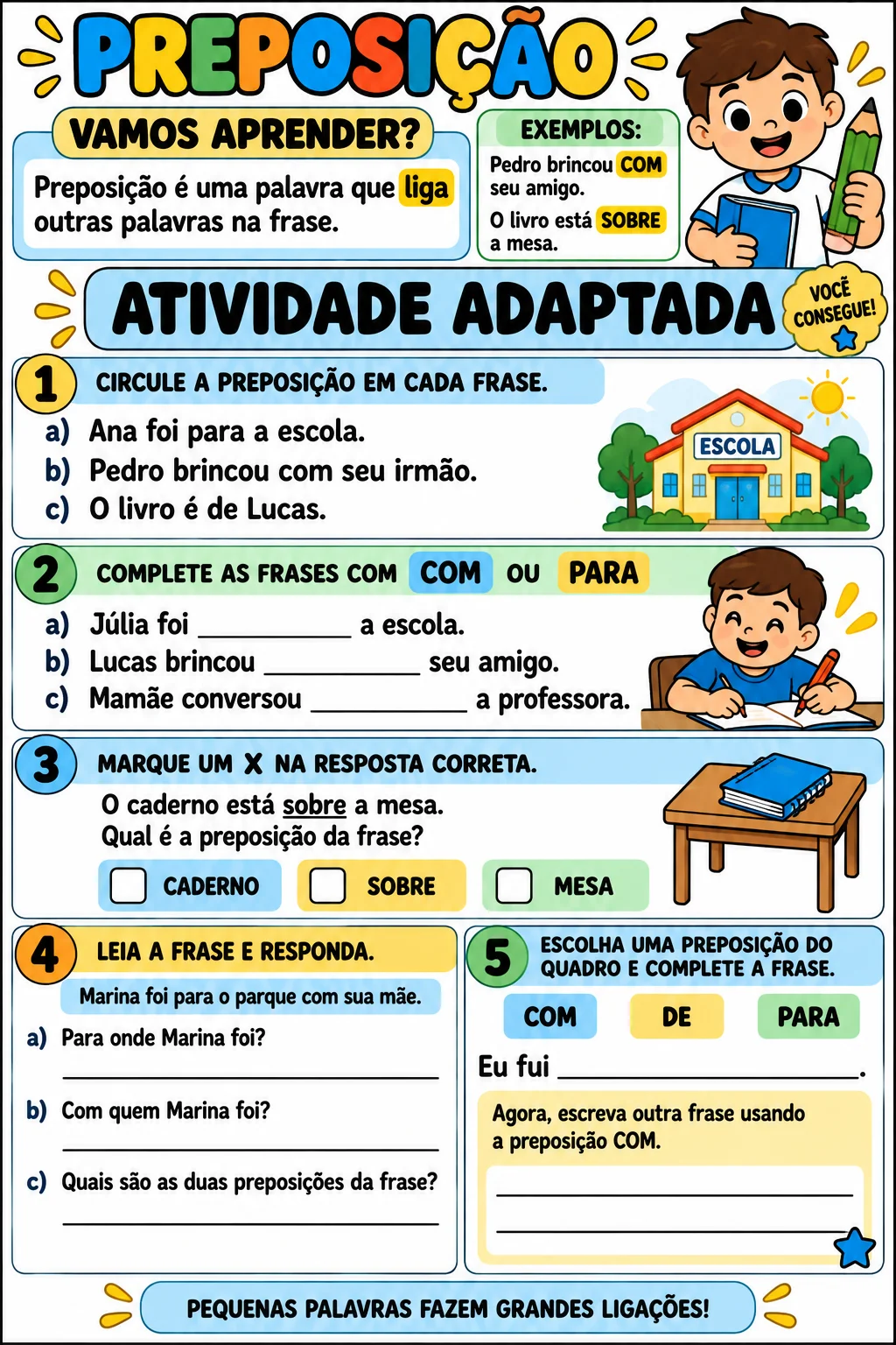 Atividade de Preposição 3º Ano – Atividade Adaptada de Português — amostra 5: Atividade de Preposição 3º Ano Português