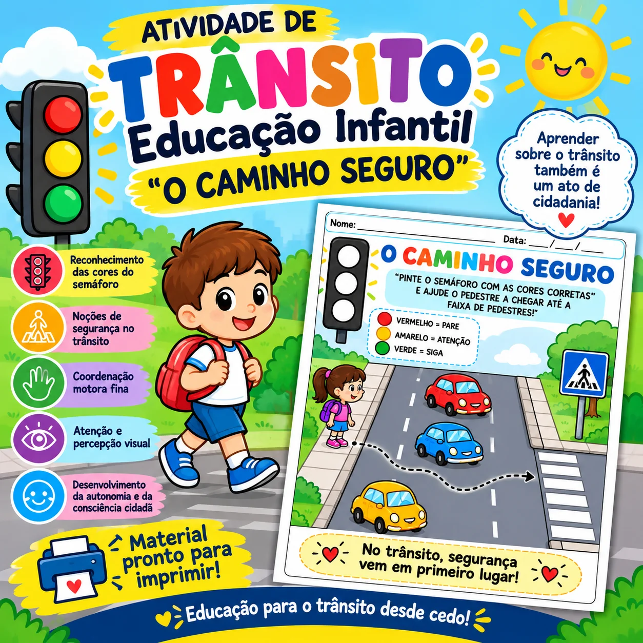 🚦 Atividade de Trânsito – O Caminho Seguro — capa do material