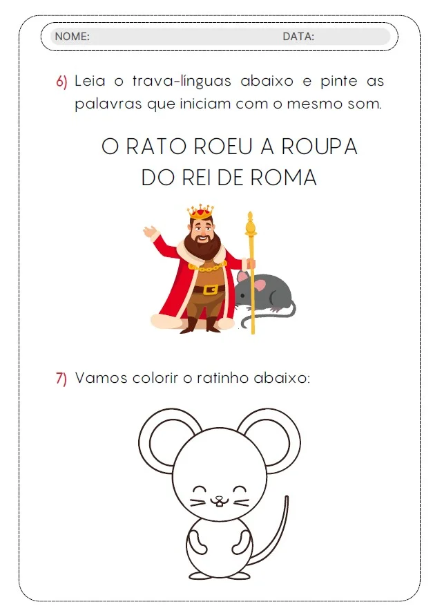 ATIVIDADE DE TRAVA LINGUAS E RIMAS- ENSINO FUNDAMENTAL COM 10 PAG — amostra 3: Uma proposta divertida para trabalhar sons,…