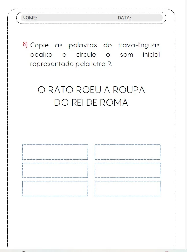ATIVIDADE DE TRAVA LINGUAS E RIMAS- ENSINO FUNDAMENTAL COM 10 PAG — amostra 4: Uma proposta divertida para trabalhar sons,…