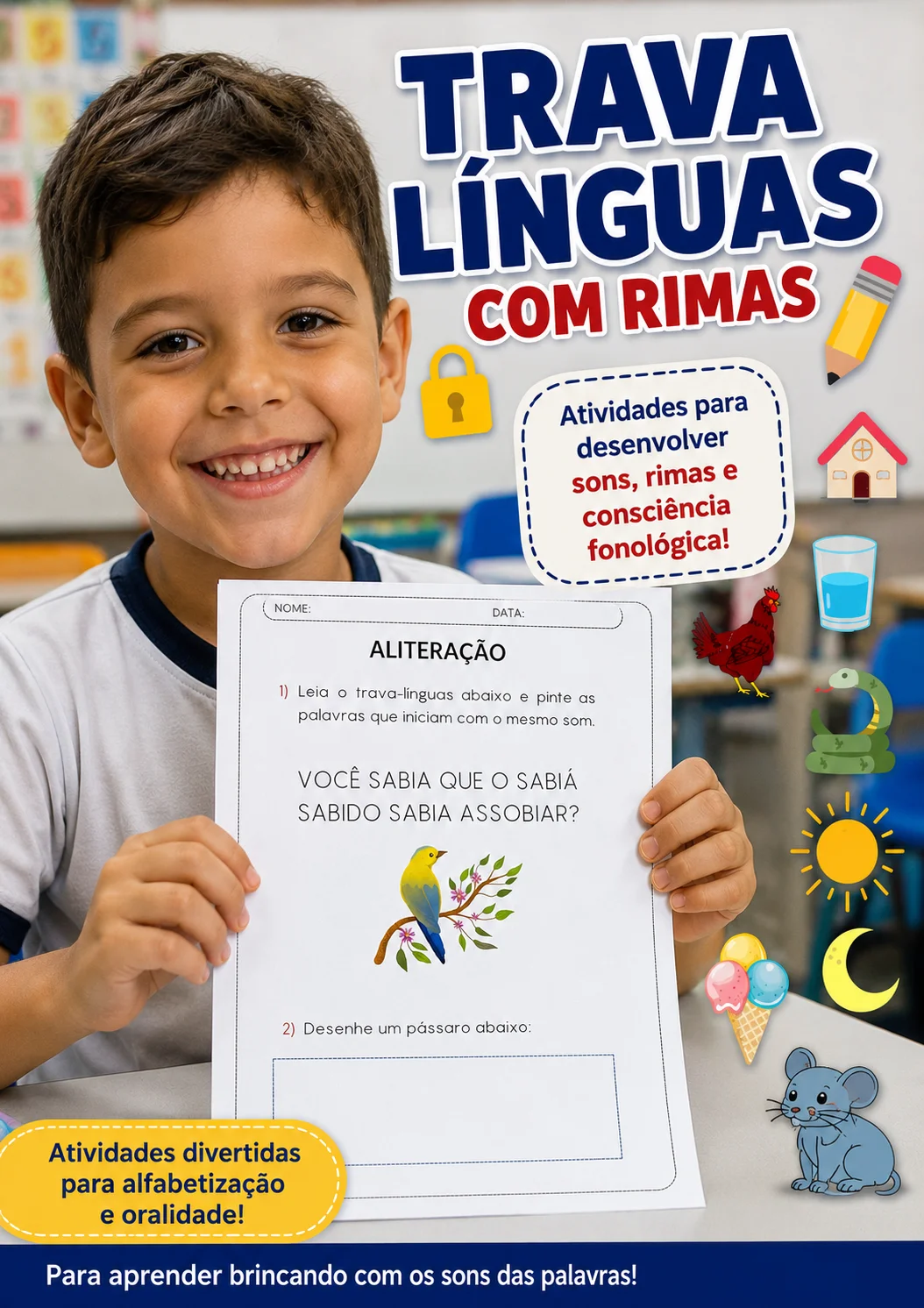 ATIVIDADE DE TRAVA LINGUAS E RIMAS- ENSINO FUNDAMENTAL COM 10 PAG — Alfabetização para Educação Infantil: Uma proposta…
