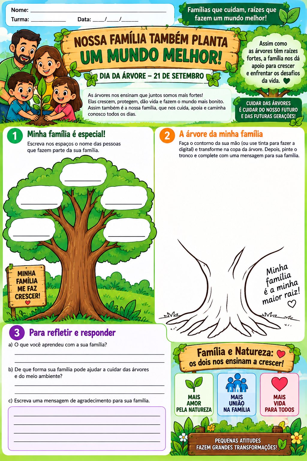 Atividade Dia da Árvore – Educação Ambiental e Árvore da Família — amostra 1: Atividade completa para o Dia da Árvore, com…