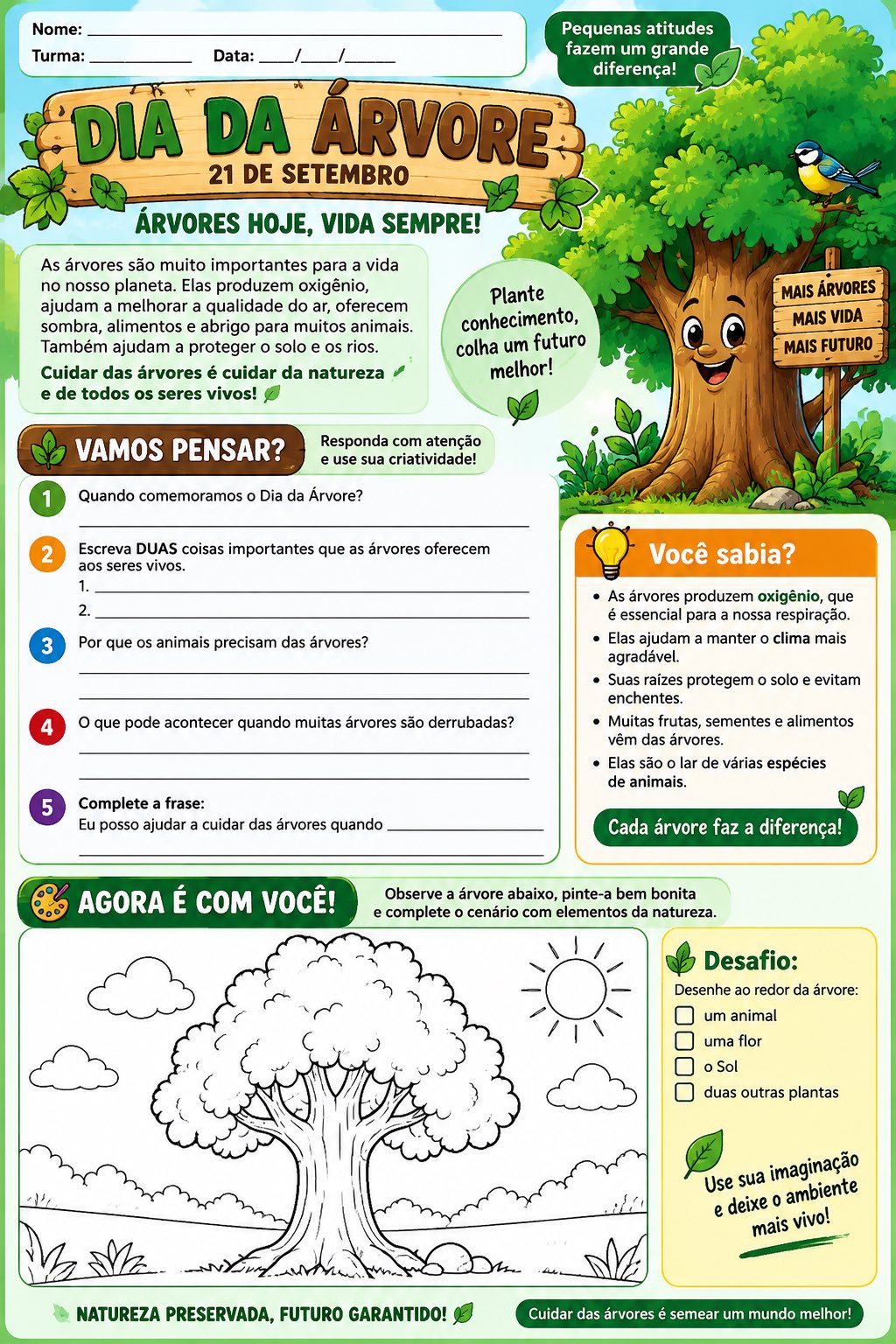 Atividade Dia da Árvore – Educação Ambiental e Árvore da Família — amostra 3: Atividade completa para o Dia da Árvore, com…
