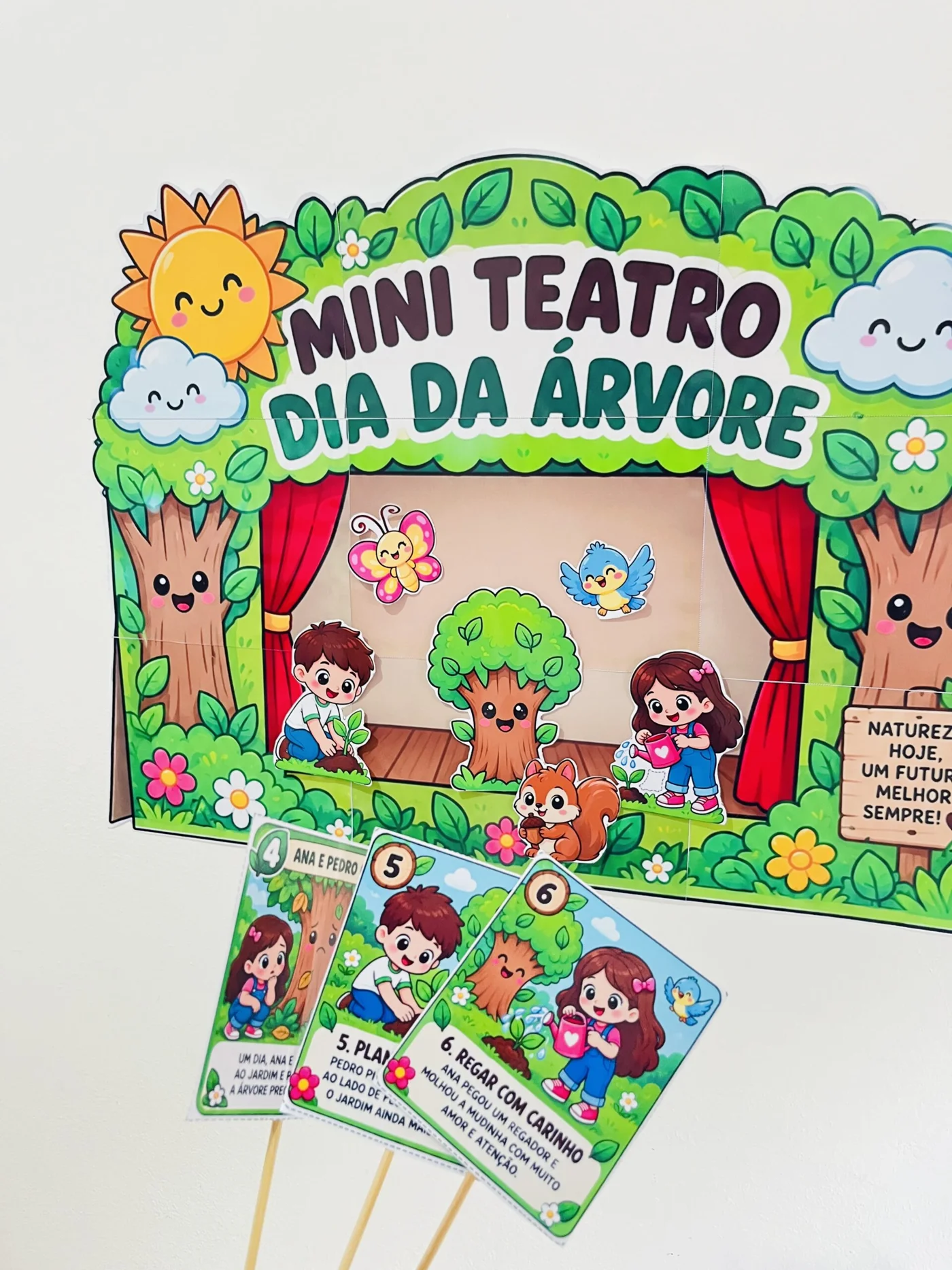 Atividade Dia da Árvore para Imprimir | Mini Teatro — amostra 2: Atividade Dia da Árvore para Imprimir – Mini Teatro 🌳🎭…