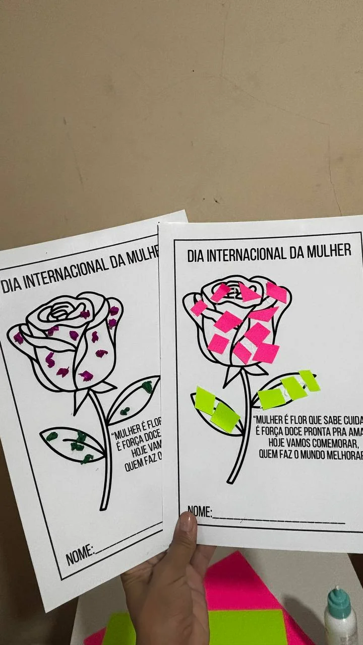 Atividade Dia da Mulher - Rosa Criativa 🌹 — amostra 2: Uma proposta lúdica e significativa para trabalhar o Dia…