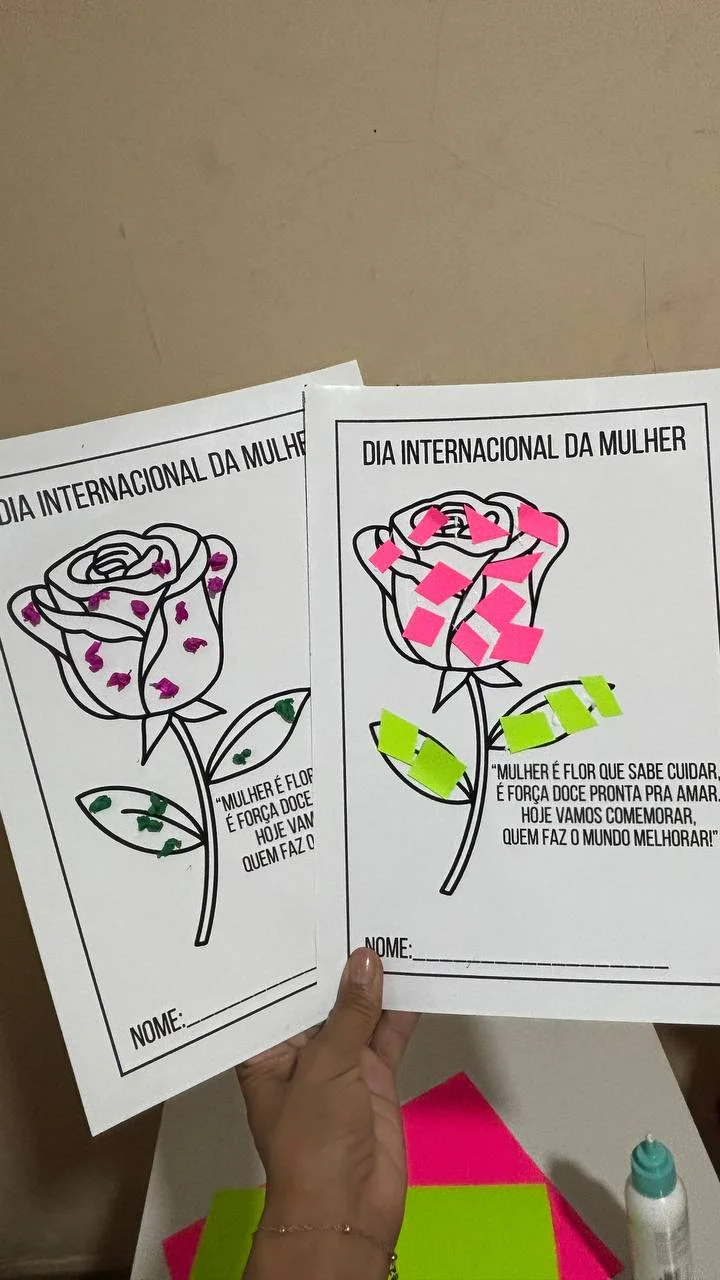 Atividade Dia da Mulher - Rosa Criativa 🌹 — amostra 3: Uma proposta lúdica e significativa para trabalhar o Dia…