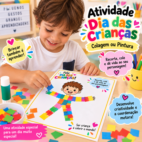 🎨 Atividade Dia das Crianças — Colagem ou Pintura — capa do material